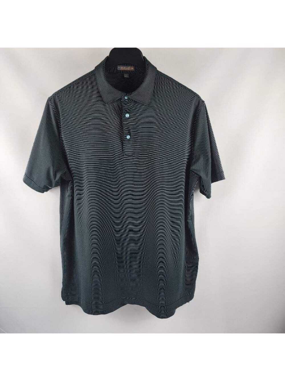 Peter Millar Shirt Mens Large Black Multi Striped Summer Comfort S/S Golf Polo